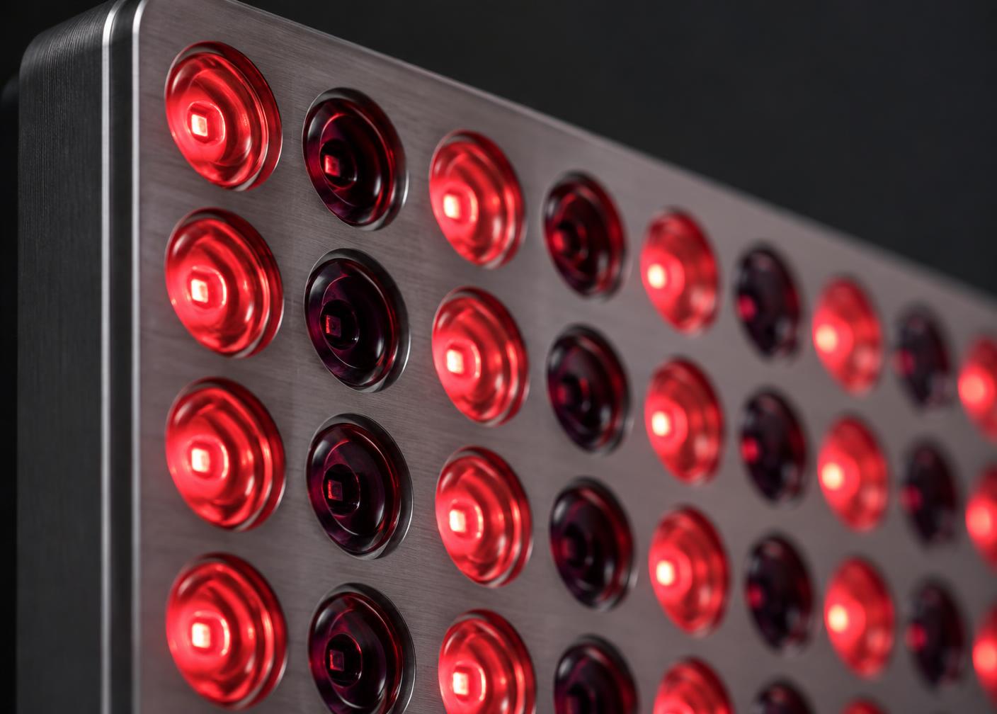 Macro view of a Lumora panel LED lens array